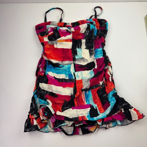 Christina Abstract Patterned One Piece Bathing with Skirt - Picture 2 of 13